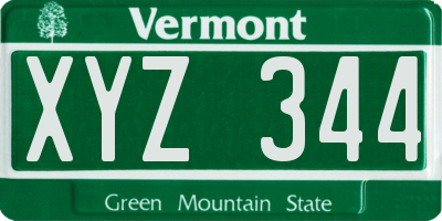 VT license plate XYZ344
