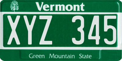 VT license plate XYZ345