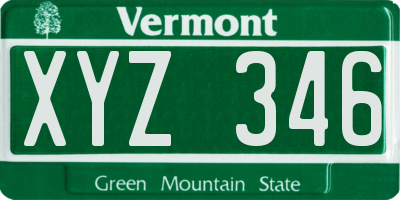 VT license plate XYZ346