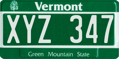 VT license plate XYZ347