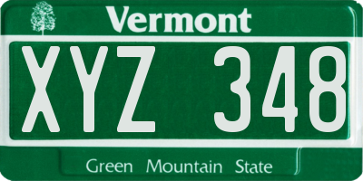 VT license plate XYZ348