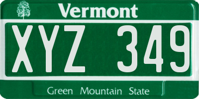 VT license plate XYZ349