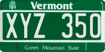 VT license plate XYZ350