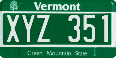 VT license plate XYZ351