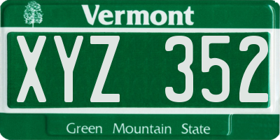 VT license plate XYZ352