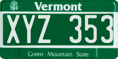 VT license plate XYZ353