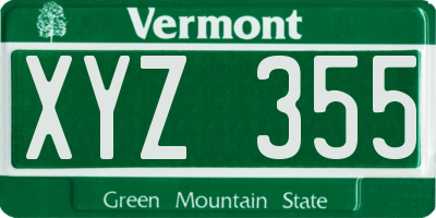VT license plate XYZ355