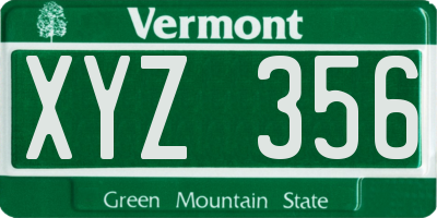 VT license plate XYZ356