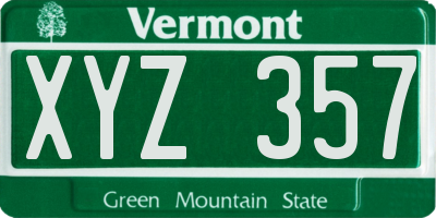 VT license plate XYZ357