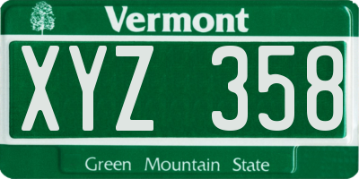 VT license plate XYZ358