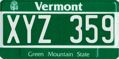 VT license plate XYZ359