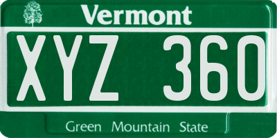 VT license plate XYZ360