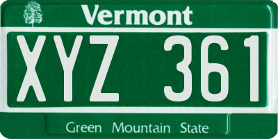 VT license plate XYZ361