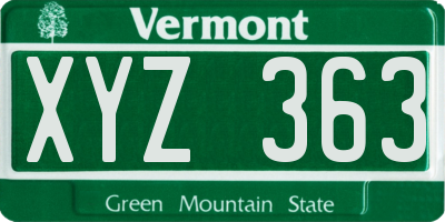 VT license plate XYZ363