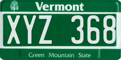 VT license plate XYZ368
