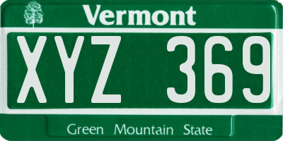 VT license plate XYZ369