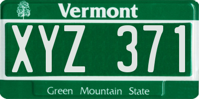 VT license plate XYZ371