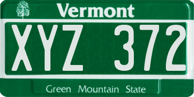 VT license plate XYZ372