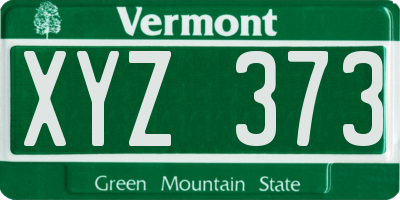 VT license plate XYZ373