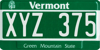VT license plate XYZ375