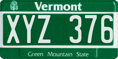 VT license plate XYZ376
