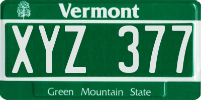 VT license plate XYZ377