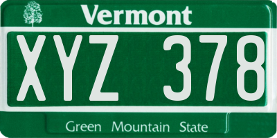 VT license plate XYZ378