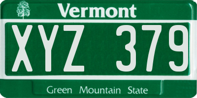 VT license plate XYZ379