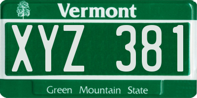VT license plate XYZ381