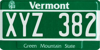 VT license plate XYZ382