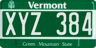 VT license plate XYZ384