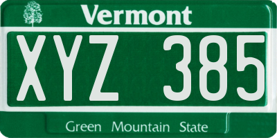 VT license plate XYZ385