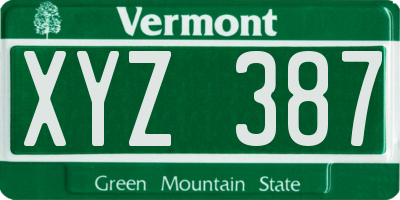 VT license plate XYZ387