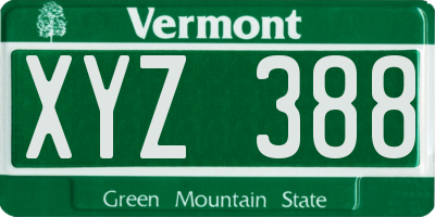 VT license plate XYZ388