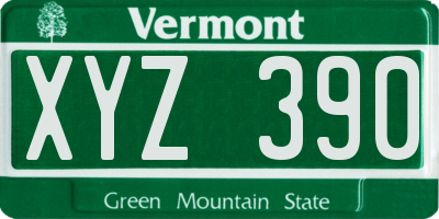 VT license plate XYZ390