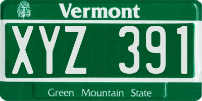 VT license plate XYZ391
