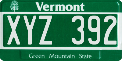VT license plate XYZ392