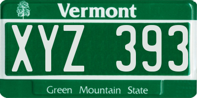 VT license plate XYZ393