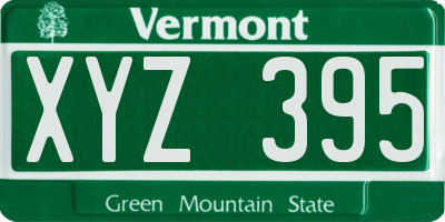 VT license plate XYZ395