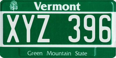 VT license plate XYZ396