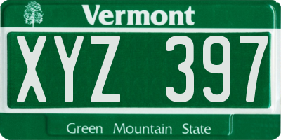 VT license plate XYZ397