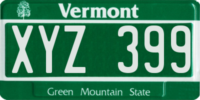 VT license plate XYZ399