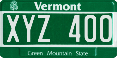 VT license plate XYZ400
