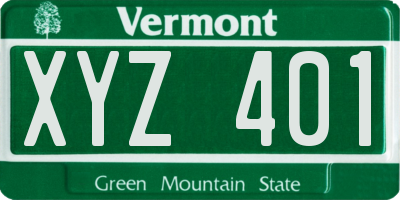 VT license plate XYZ401