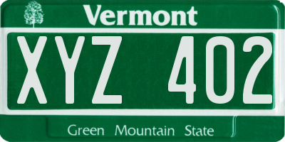VT license plate XYZ402