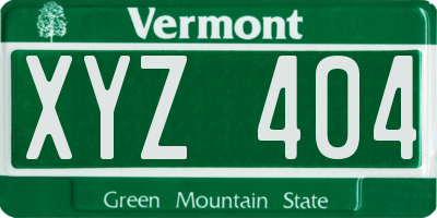 VT license plate XYZ404