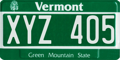 VT license plate XYZ405