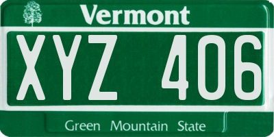 VT license plate XYZ406