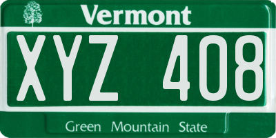 VT license plate XYZ408