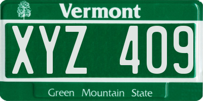 VT license plate XYZ409